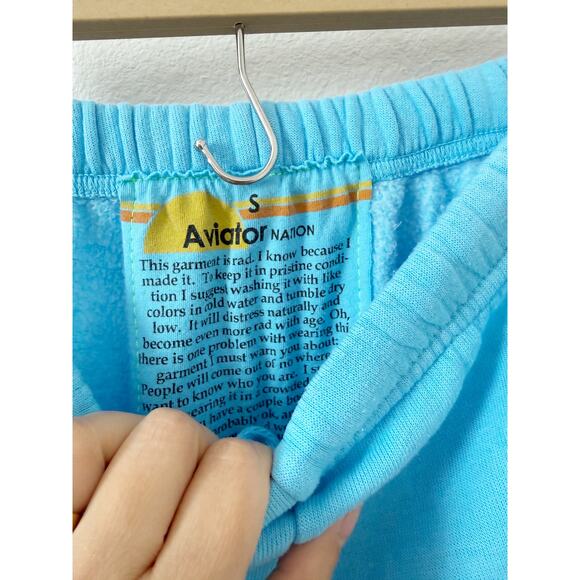 Aviator Nation 5 Stripe Sweatpants in Sky Blue Pink Purple US Small - Picture 6 of 7